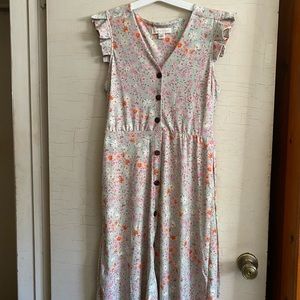 Monteau Button Down Floral Midi Dress